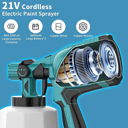 Pistola para pintar eléctrica inalámbrica con doble batería